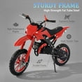 thumbnail image 2 of FONA 49cc 2-Stroke Dirt Bike for Kids 8-12, 25mph Mini Motorcycle with Dual Disc Brakes, Multi Terrain Tires, Suspension & Soft Seat Red, 2 of 7