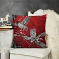 thumbnail image 2 of YINGXI  A Pair of Dancing Cranes Throw Pillow Cover Asian Animal Bird Branch Nature Plant Black Home Decor Pillowcase Cushion Cover  22x22in, 2 of 5