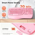 thumbnail image 6 of MEETION Pink Wave Keys Wireless Ergonomic Keyboard, Wrist Rest, 2.4G/USB-C, for Windows/Mac, 6 of 7