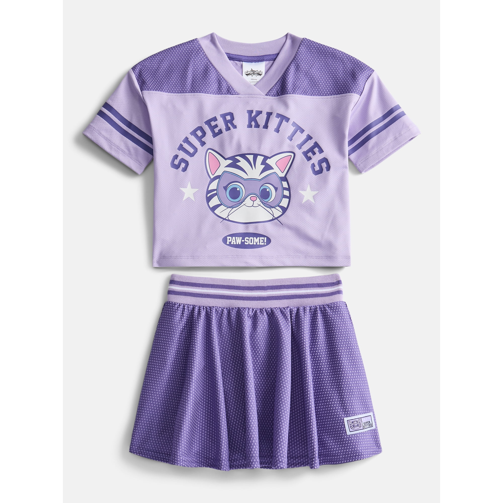 Super Kitties Toddler Girls Short Sleeve Graphic Jersey and Skirt Set 2Piece Sizes 12M-5T