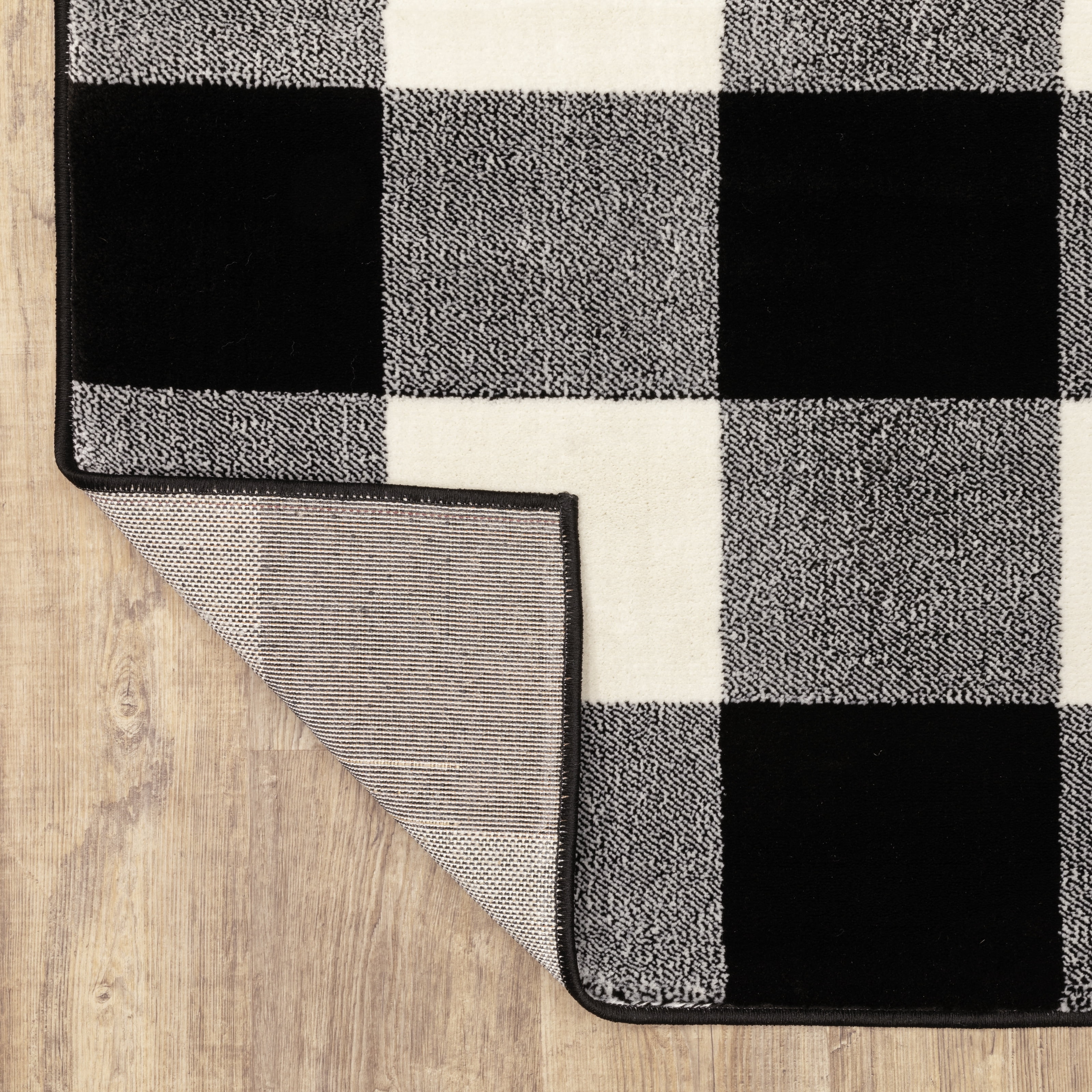 Avalon Home Gracie Gingham Plaid Area Rug, 1'10" X 7'6" Runner, Black/ Ivory