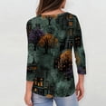 thumbnail image 7 of Womens Halloween Shirts Funny 3/4 Sleeve Tops Spooky Castle Printed T Shirts Horror Crew Neck Pullover Holiday Three Quarter Length Blouses, S, 7 of 7