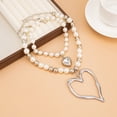 thumbnail image 5 of NICKSUN Exaggerated Heart Pendant Pearl Necklace,Charming Plated Gold Chunky Love Ball Statement Choker,Sweet Heart Beaded Collar Necklace for Women, 5 of 9