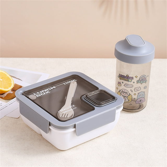 Aqestyerly Kitchen Decor and Accessories Portable Plastic Partition Integrated Lunch Box,Multi-Functional Light Food Bento Box