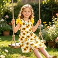 thumbnail image 2 of Lanbubble Toddler Girl dresses Flutter Sleeve Dress with Back Bowknot Casual Sundress For Girls 3-7 Years, 2 of 6