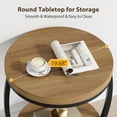 thumbnail image 6 of Condemo Round End Table with Storage Shelf, 2-Tier Industrial Side Table for Living Room or Bedroom, Light Brown & Black, 6 of 7