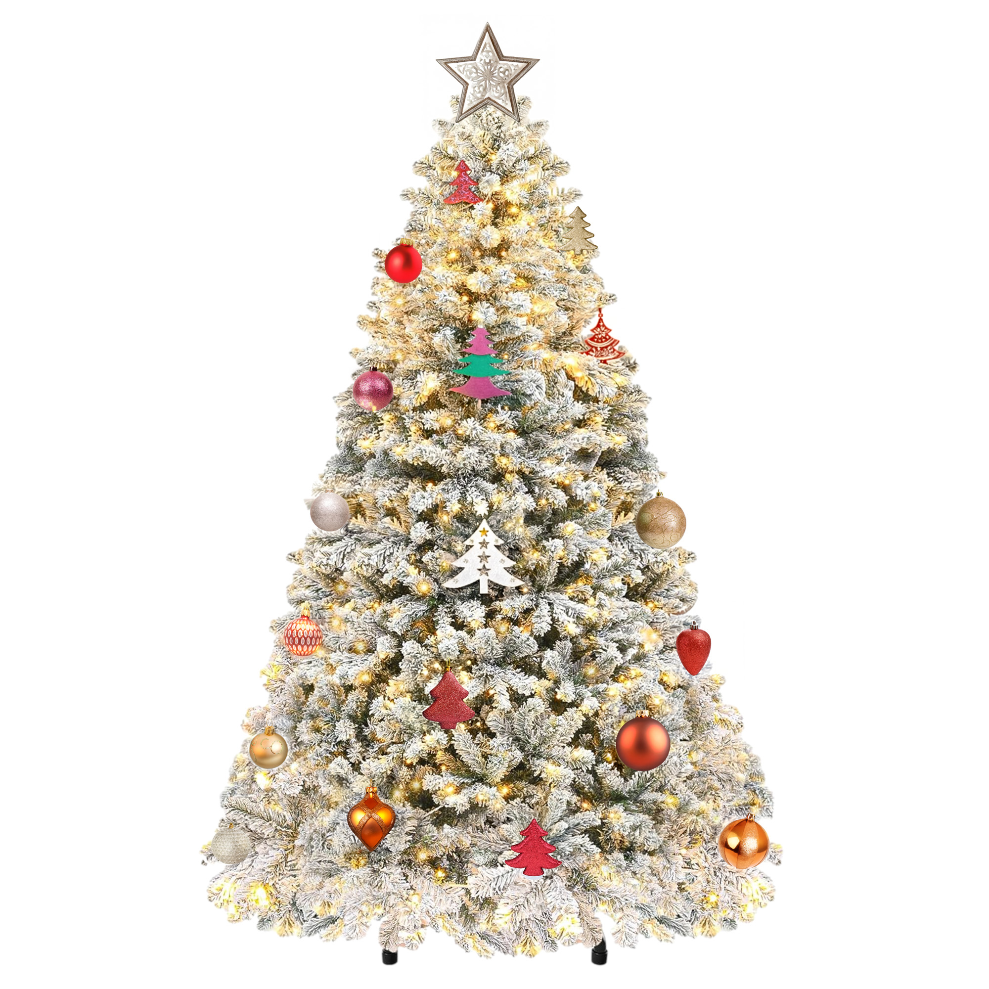 Uforic 6ft Pre-Lit Snow Flocked Christmas Tree With Remote photo 7