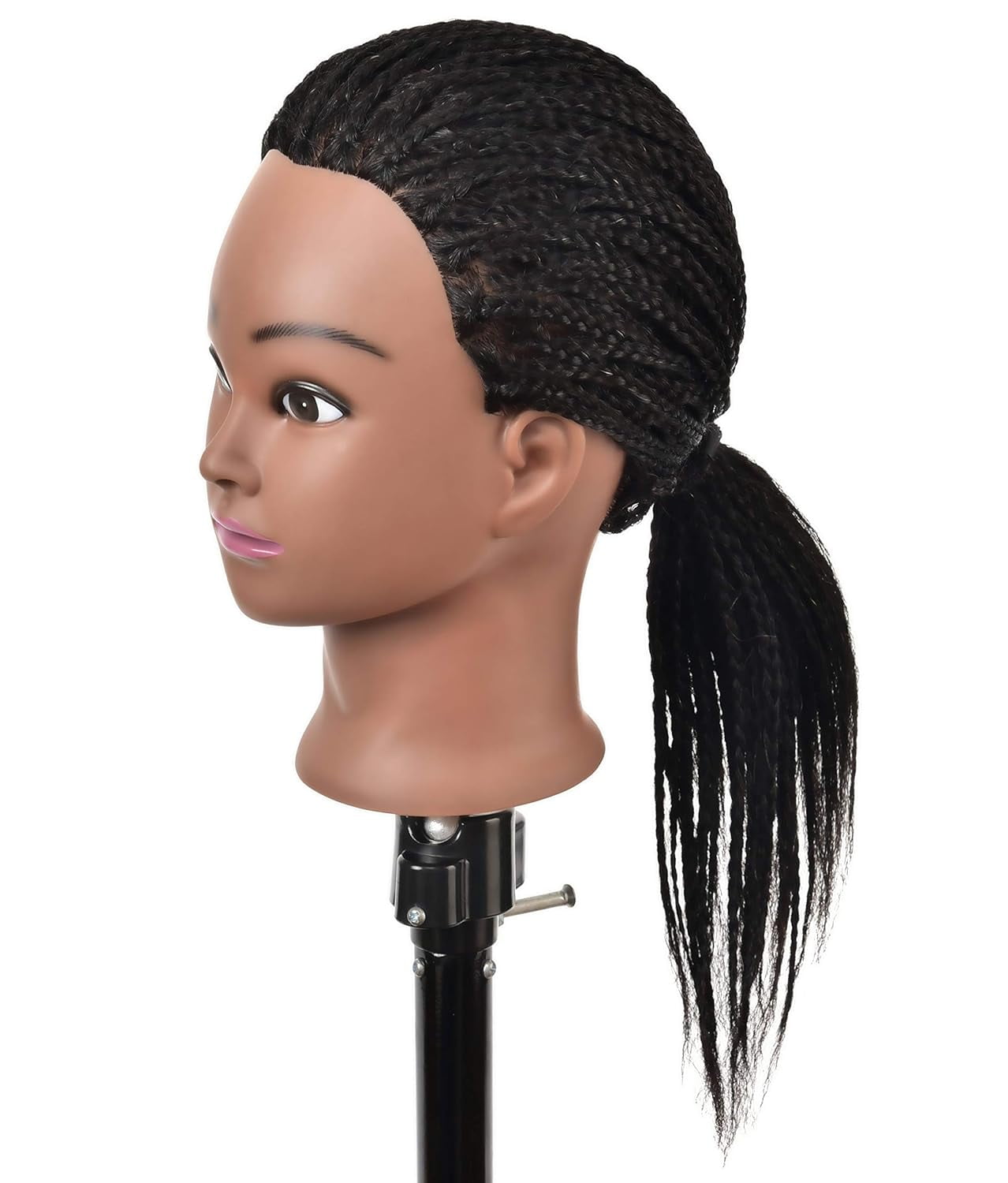 RYHAIR African American Mannequin Head 100% Human Hair for Practice Braiding Styling Cosmetology Barber Training with Stand