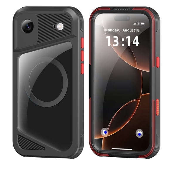 Dteck Waterproof Case for iPhone Air,Shockproof Metal Aluminum Alloy IP68 Case Compatible with Mag Safe Built-in Screen Protector Full Body Protective Cover with Strap,Black
