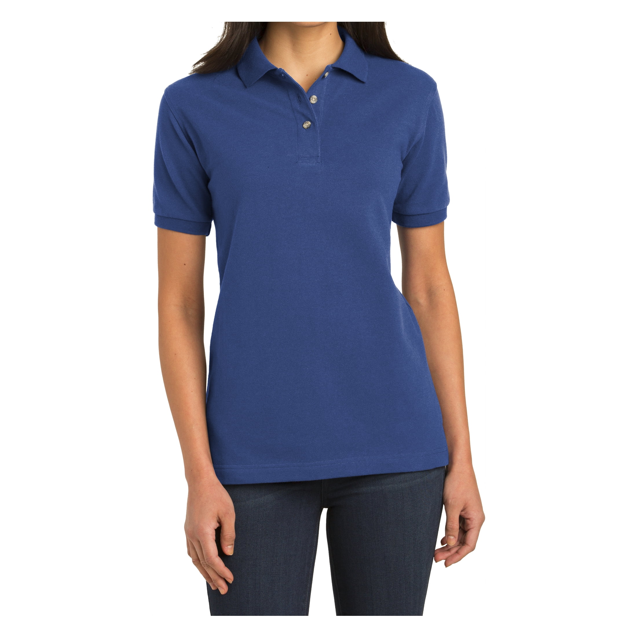 RUSSELL LADIES STRETCH POLO SHIRT LONG SLIM FIT COTTON LYCRA SMART CASUAL XS-2XL 