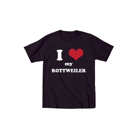 Heart Rottweiler - I Love (heart) Rottweiler Youth Black Tee T Shirt Dog Dogs Funny New Cool