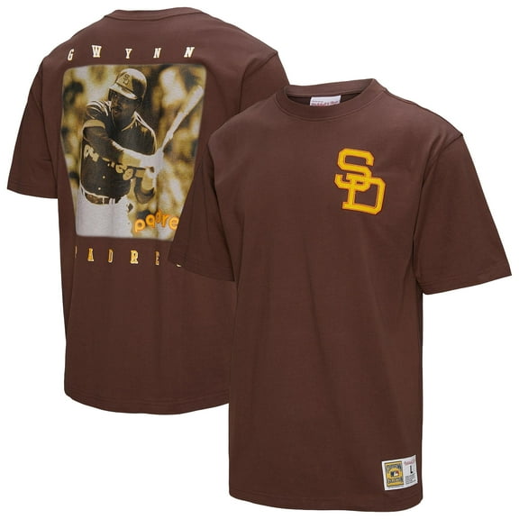 Men's Mitchell & Ness Tony Gwynn Brown San Diego Padres Legends Collection Vintage Logo T-Shirt