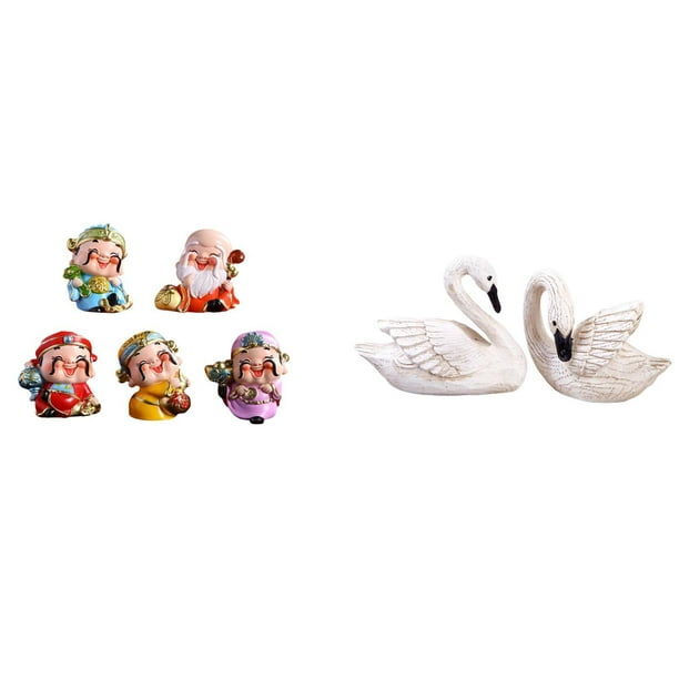 Juego De Figuras De Resina De Cisne De La Fortuna, Escultura De Mesa, Mini Estatuas, Dios Rico, Pájaro, Pareja, Decoración Del Hogar, Dormitorio, Oficina, Sala De Estar, Fiesta, Navidad
