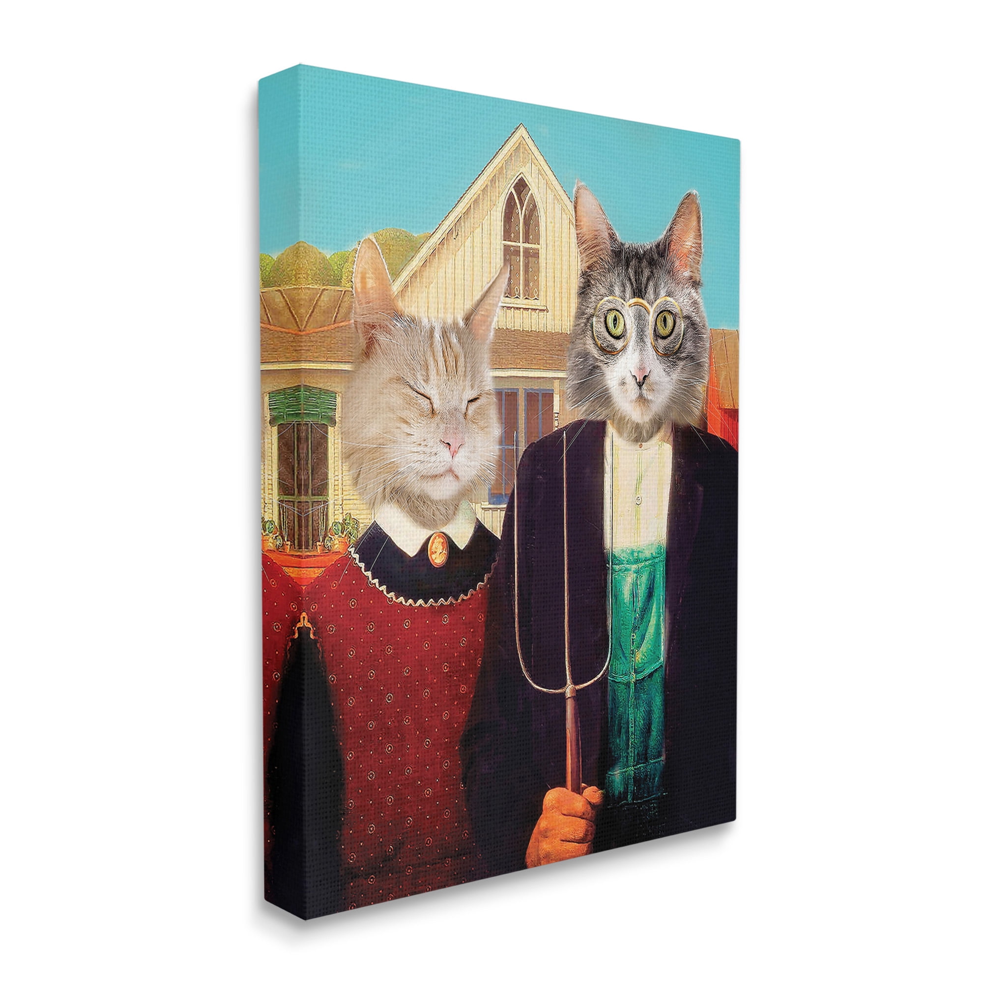 Stupell Industries Funny Classic Cat Painting Animals & Insects Painting Gallery Wrapped Canvas Art Print Wall Art, 36 x 48