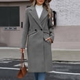 thumbnail image 3 of uublik Womens Trench Coat Gray Notch Lapel Single-Breasted Business Casual Peacoat Trendy Clothes, 3 of 6
