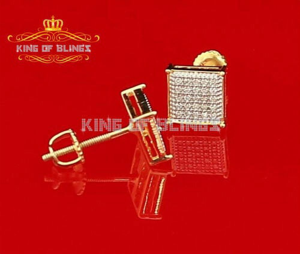 King of Bling's Real 10k Yellow Gold with 0.15CT Real Diamonds Men's/Women's Square Stud Earring