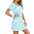 thumbnail image 3 of UVN Nightgown for Women Short Sleeve Sleepwear Nightshirt Casual Sleepshirts Loose Print Pajamas Night Dresses, 3 of 7