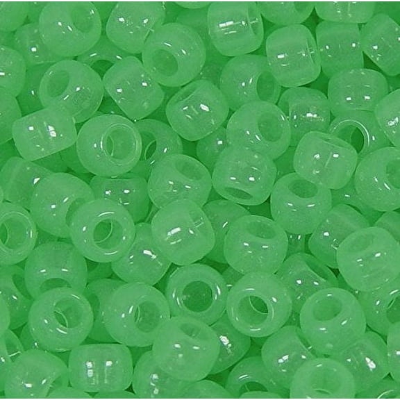 Jolly Store Crafts 9x6mm Green Glow in the Dark Pony Beads, 500pc., made in USA