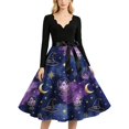 thumbnail image 5 of Womens Halloween Dress Pumpkin Costume Dresses Vintage Bat Print Dress A Line Dress Halloween Themed Plus Size Clothes Pink 4XL, 5 of 6