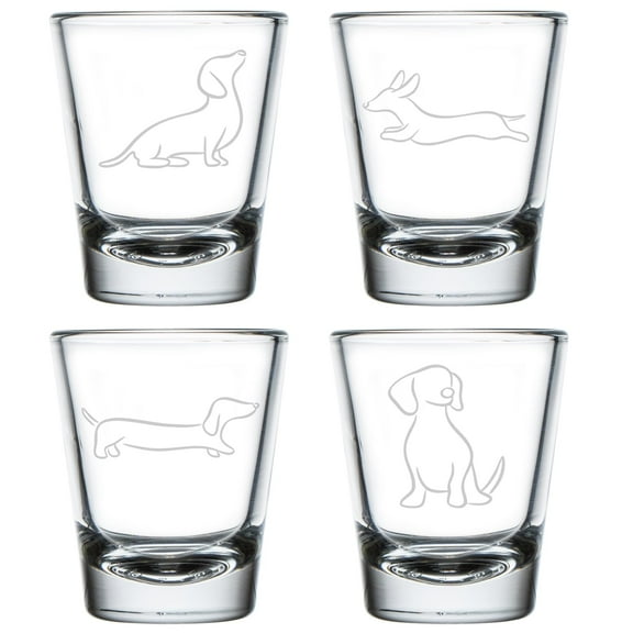 Set of 4 Shot Glasses 1.75oz Shot Glass Gift Dachshund Line Art Collection
