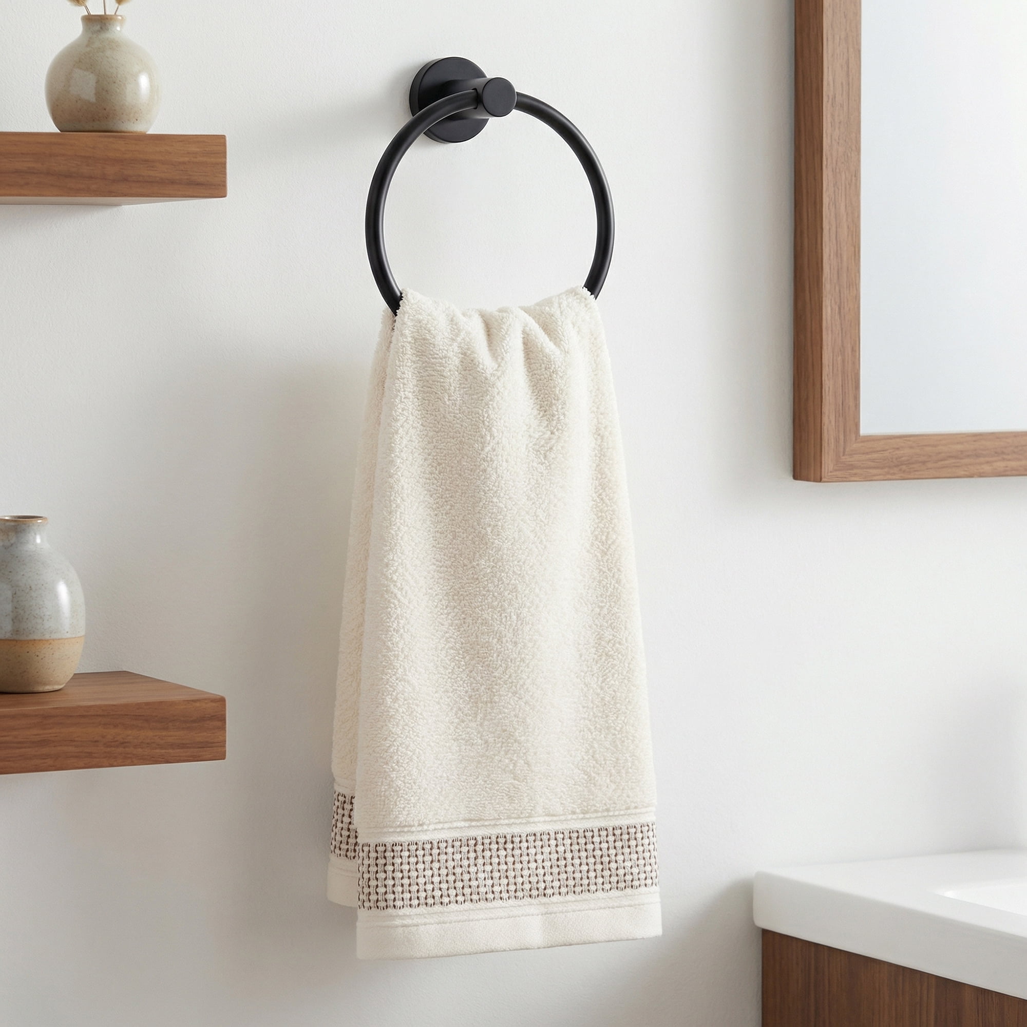Unique Bargains Cotton Waffle Textured Hand Towels Milky White 4pcs 29" x 13"