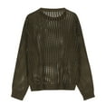 thumbnail image 5 of Cavosen Women's Knit Sweaters Crew Neck Short Length Cable Knit Pullover Mesh Long Sleeve Stretch Breathable Outerwear Coats, 5 of 6