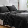 thumbnail image 7 of Flannel Sheets Queen Size Black - Super Soft Fleece Sheets Set Fluffy Extra Plush, 4 Piece(Include Fitted Sheet, Flat Sheet, 2 Pillowcases), 7 of 7