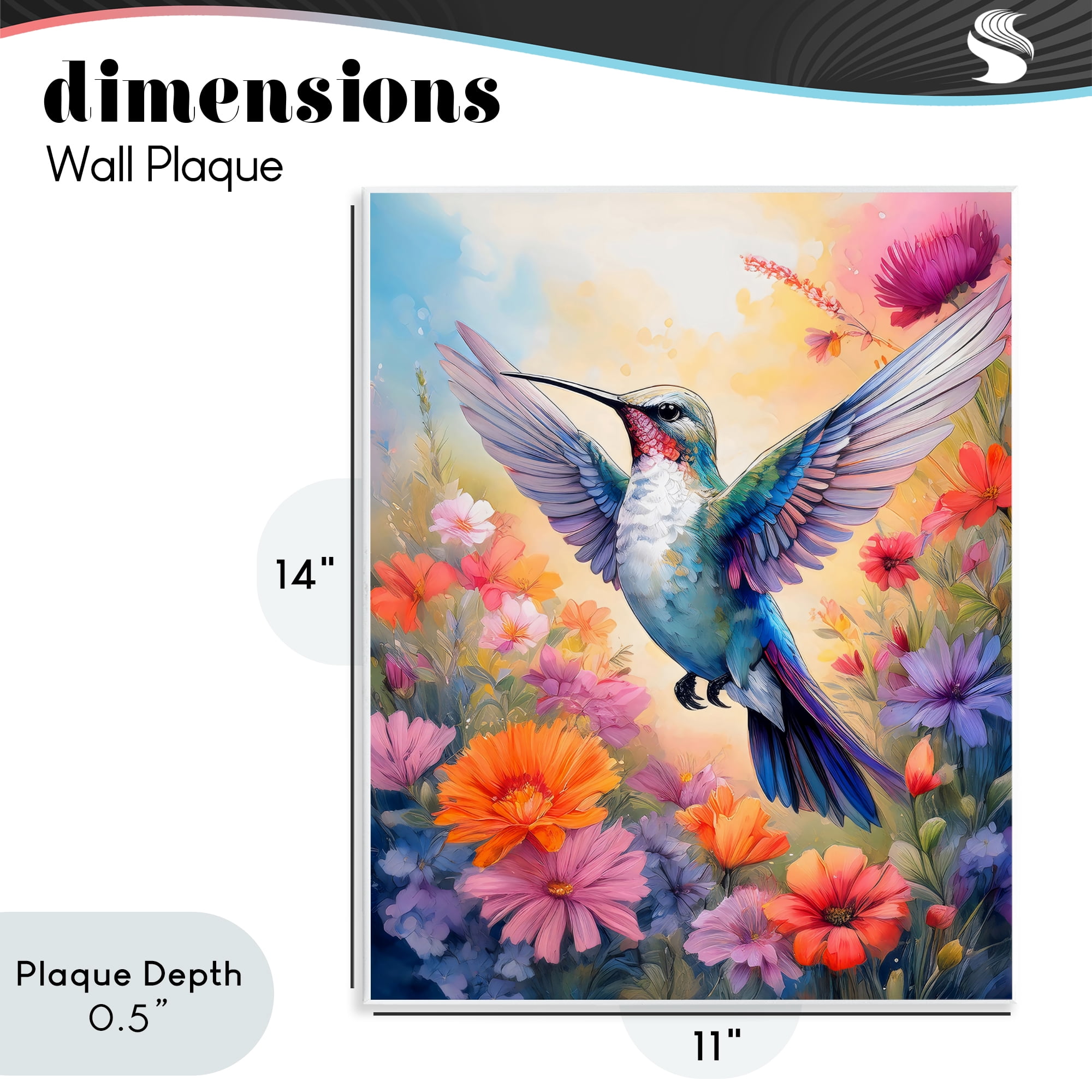 Stupell Industries Colorful Hummingbird in Bloom Wall Plaque Art, design by Creative Studio