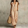 thumbnail image 2 of zbxnLI Striped Maxi Dress for Women Ruffle V Neck Sleeveless Tank Dresses Loose Casual Vacation Long Sundress, 2 of 6