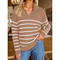 thumbnail image 2 of Women's Quarter Zip Striped Oversized Sweater 2025 Mock Turtleneck Fall Fashion Outfit, 2 of 12