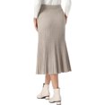 thumbnail image 3 of INSPIRE CHIC Knit Maxi Skirt for Women's Elastic High Waist Casual Soft Striped Pleated Skirt XS Camel, 3 of 6