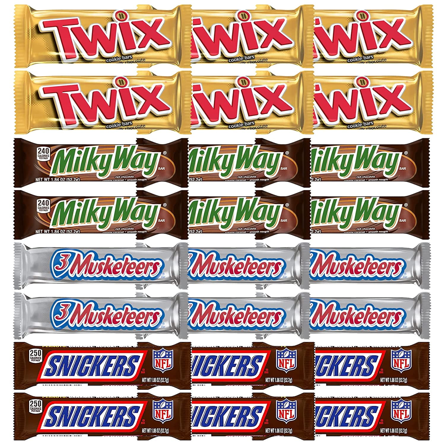 SNICKERS, TWIX, MILKY WAY & 3 MUSKETEERS Individually Wrapped Variety