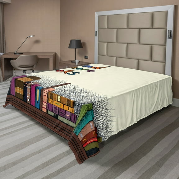 Ambesonne Book Flat Sheet, Read More Sketchy Colorful, California King, Multicolor