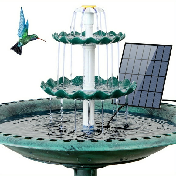 Bring Nature to Your Garden: 1pc 3 Tiered Bird Bath with Solar Pump & DIY Fountain!