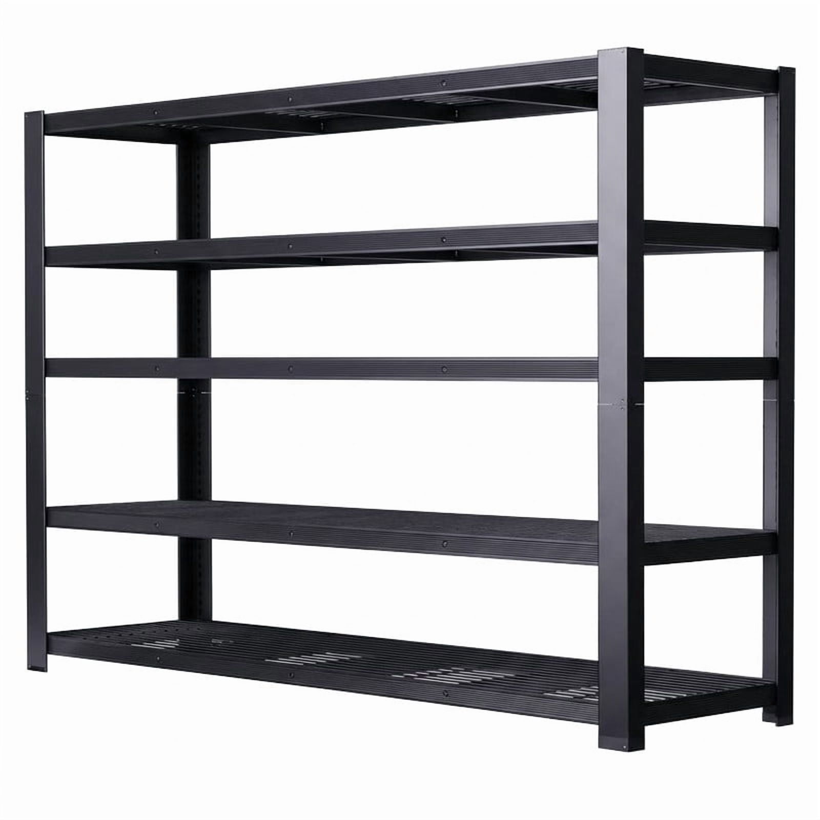 62"W Heavy Duty Metal Garage Shelving, 5-Tier Adjustable Rack, Adjustable Shelving Unit