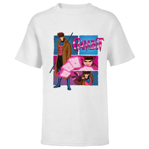 Marvel Studios X-Men ’97 Gambit Card Throw Action Panels- Short Sleeve T-Shirt for Kids - Customized-White