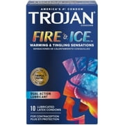 TROJAN Pleasures Fire & Ice Premium Latex Condoms 10 Each (Pack of 3)