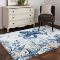 thumbnail image 4 of Ocean Octopus Washable Area Rugs 4'x6', Blue Yellow Sea Star Shell Coral Blue Low Pile Throw Living Room Rug Non-Slip Sturdy Edge Binding Carpet for Indoor Entryway Bedside Kitchen, 4 of 9