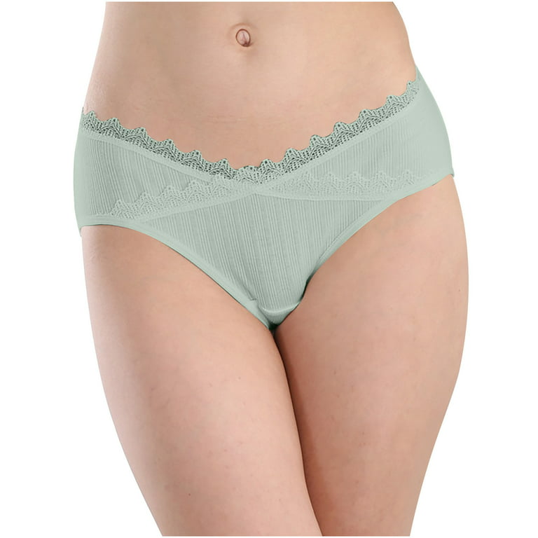 HUPOM Crotchless Panties Panties For Girls Period Casual Tie Drop Waist  Green 2XL