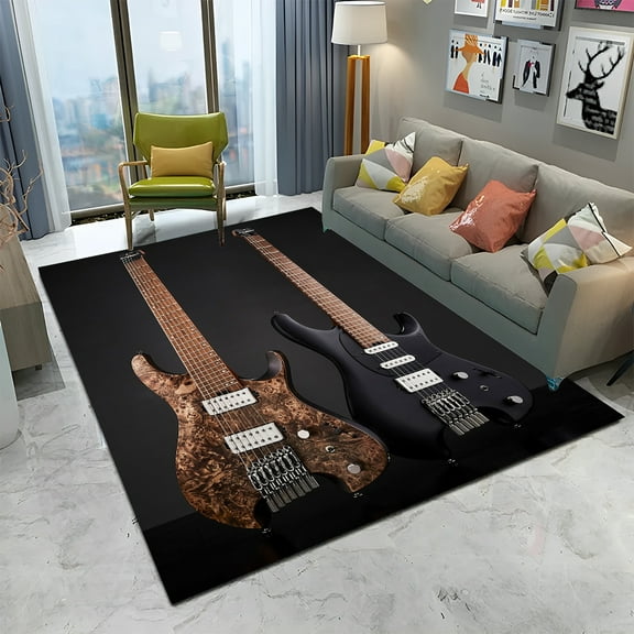 HD Classical Guitar Electric Guitar Carpet Rug for Home Living Room Bedroom Sofa Doormat r kids Area Rug Non-slip Floor Mat