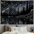 thumbnail image 2 of Creowell  Black and White Tapestry Starry Night Mountain Tapestries for Bedroom Aesthetic Moon and Stars Tapastry's Wall Hanging Dark Nature Forest Wall Tapestry for Living Room 40x30inch, 2 of 6