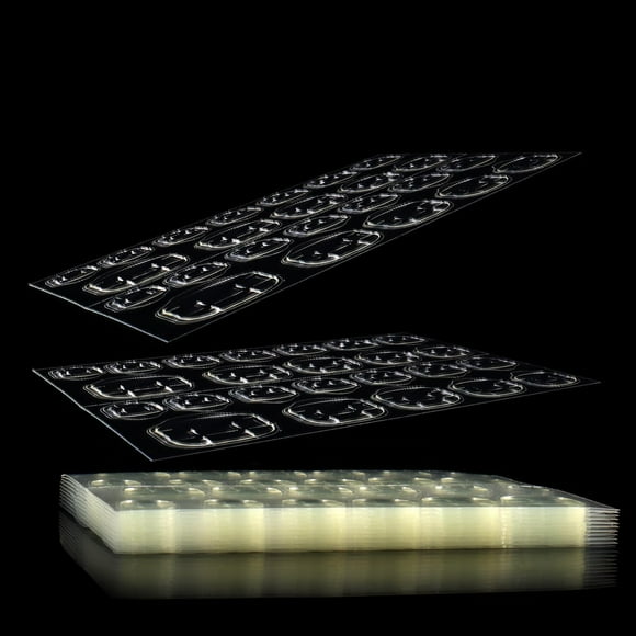 Laza 240 pestañas adhesivas finas y transpirables, pegamento para uñas postizas, 10 hojas, puntas súper adhesivas de doble cara (gel de gelatina de Alemania) flexible para uñas postizas acrílicas, cin