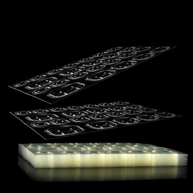 Laza 240 pestañas adhesivas finas y transpirables, pegamento para uñas postizas, 10 hojas, puntas súper adhesivas de doble cara (gel de gelatina de Alemania) flexible para uñas postizas acrílicas, cin