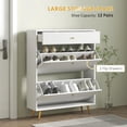 thumbnail image 6 of Demi Bonn 40" Narrow Shoe Storage Cabinet for Entryway with Wave-like Panels and Adjustable Shelves for 12 Pairs of Shoes, White, 6 of 7