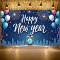 thumbnail image 5 of Decorative Design New Year Banner Colorful Theme Celebration Banner Balloon Decoration Fireworks Party Banner for New Year Party Festival Gathering Event, 5 of 5