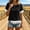 Black, variant on Women's Vintage Fringed Patchwork Round-Neck Short-Sleeve Blouse for Spring Summer