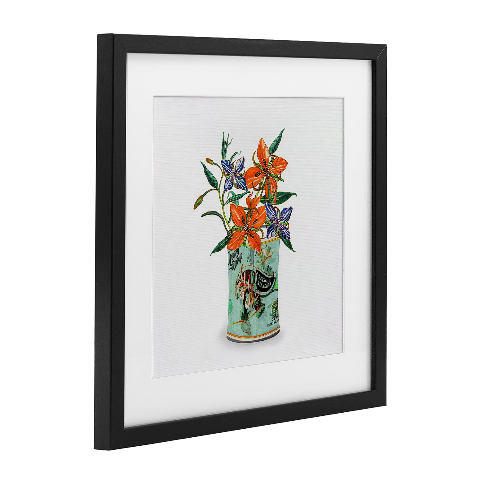 Stupell Industries Lilies in Retro Tin Black Framed Print Under Glass, design by Val Rhodes