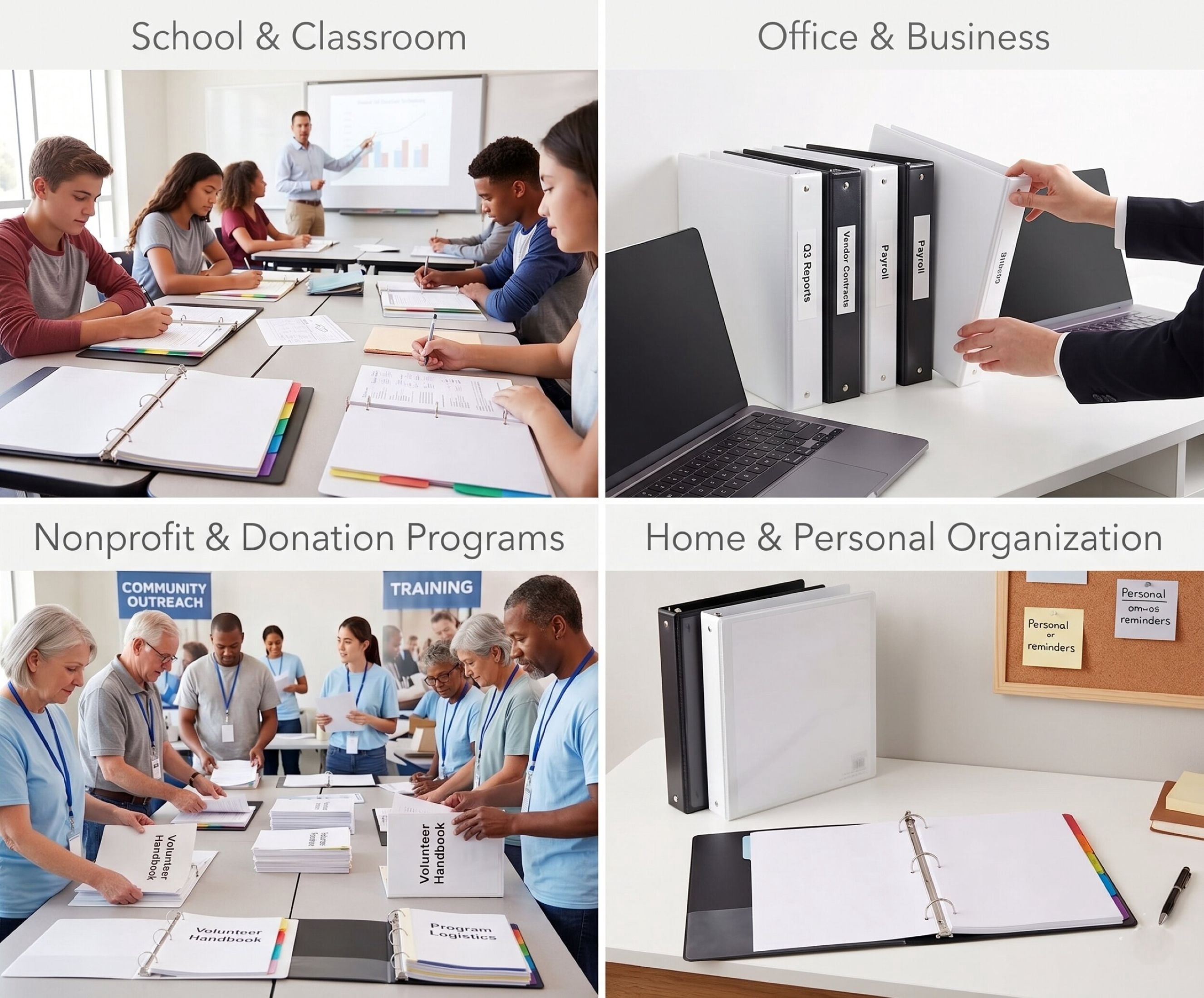 50 Pack of Bulk Wholesale 1 Inch 3 Ring Hardcover Binders with Clear Transparent Covers for Picture and Note Display for Office Employees in Black