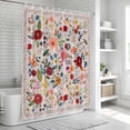thumbnail image 5 of Pink Flowers Shower Curtain Set - Long 72" x 84" Washable Bathtub Curtain with 12 Hooks, Spring Farmhouse Floral Leaves Vintage Waterproof Fabric Stall Shower Curtains for Bathroom/Bathtub Décor, 5 of 6