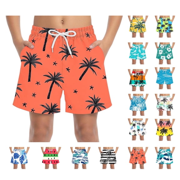 Afuipoi Boys Board Shorts (For 4-15Y) Multicolor Floral Print Mesh Lined Swimming Trunks Summer Beach Wear Multicolor Size 6-7Years